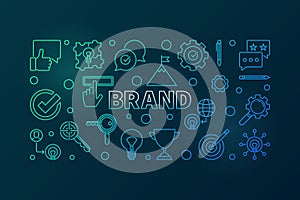 Brand vector colored horizontal banner in thin line style