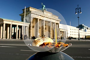 Brandeburg Gate and Currywurst sausage