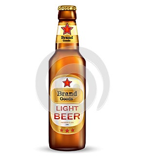 Branded bottle of light beer realistic vector photo