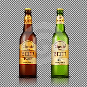 Branded bottles of beer realistic