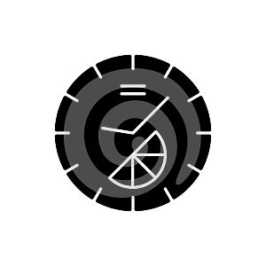 Branded clock black glyph icon