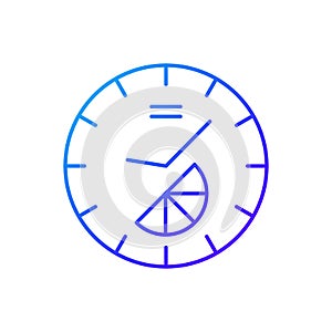 Branded clock gradient linear vector icon