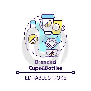 Branded cups and bottles concept icon