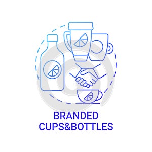 Branded cups and bottles concept icon