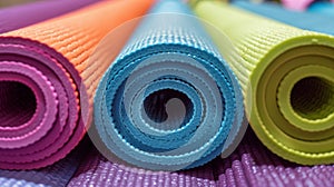 A branded foam yoga mat in a bright color adding a pop of personality to your students practice space