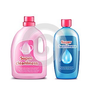 Branded household chemicals plastic bottles vector