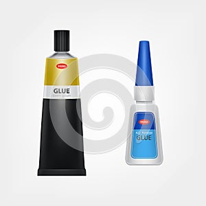 Branded metal and plastic glue tubes