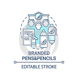 Branded pens and pencils concept icon