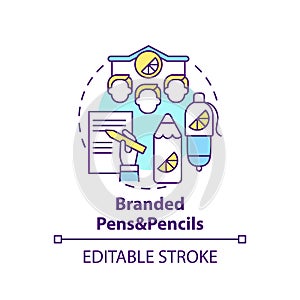 Branded pens and pencils concept icon
