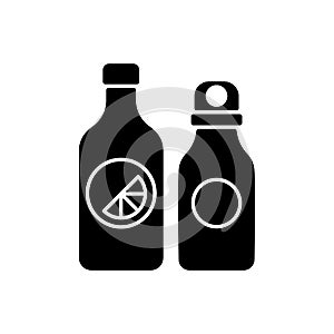 Branded water bottle black glyph icon