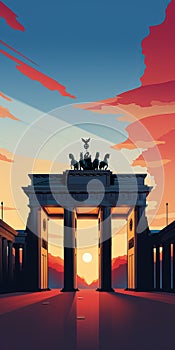 Sunrise At Brandenburger Gate: Necronomicon-inspired Editorial Illustration