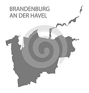 Brandenburg an der Havel grey county map of Brandenburg Germany