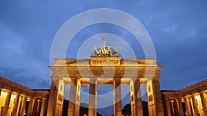 Brandenburg Gate in Berlin in the blue hour