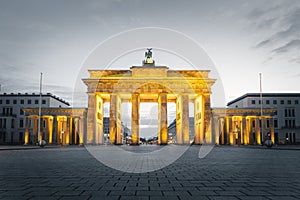 Brandenburg Gate in Berlin at Dawn with copy space