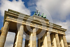Brandenburg Gate Berlin Germany detail sunny day
