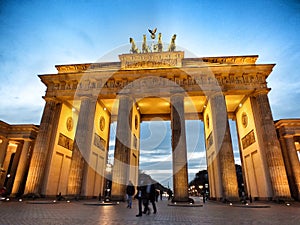 Brandenburg gate Berlin Germany at evening
