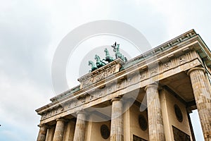 Brandenburg gate in Berlin, Germany or Federal Republic of Germany. Architectural monument in historic center of Berlin