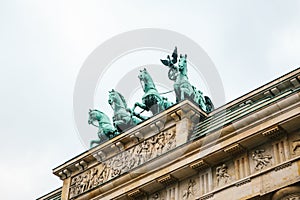 Brandenburg gate in Berlin, Germany or Federal Republic of Germany. Architectural monument in historic center of Berlin