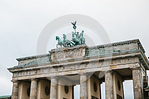 Brandenburg gate in Berlin, Germany or Federal Republic of Germany. Architectural monument in historic center of Berlin