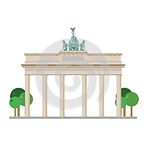 Brandenburg Gate Berlin, Germany. Isolated on white background vector illustration