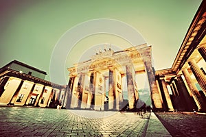 Brandenburg Gate, Berlin, Germany at night.