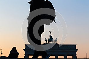 Brandenburg gate berlin germany people sundown