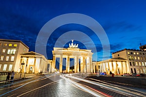 The Brandenburg Gate in Berlin, Germany, at sunset in summer