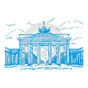 Brandenburg gate. Berlin, Germany. Vector outline illustration