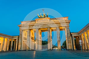 The Brandenburg Gate in Berlin in the morning from Pariser Platz, Germany.
