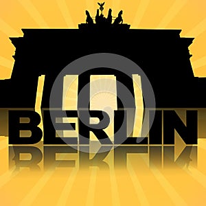 Brandenburg Gate Berlin reflected with sunburst