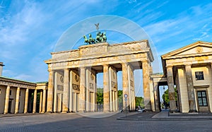 The Brandenburg Gate in Berlin after sunrise