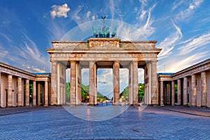 Brandenburg Gate or Brandenburger Tor at sunrise, Berlin, Germany