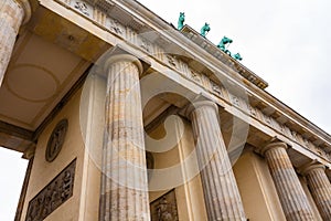 Brandenburg gate closeup view in Berlin