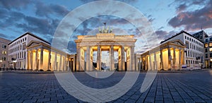 Brandenburg Gate at dusk in Berlin
