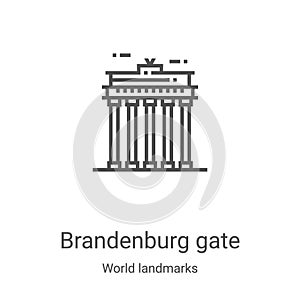 brandenburg gate icon vector from world landmarks collection. Thin line brandenburg gate outline icon vector illustration. Linear