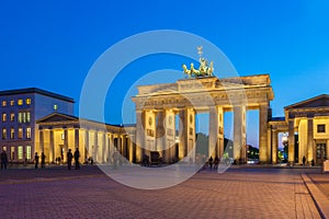 Brandenburg gate illuminated in Berlin, Germany