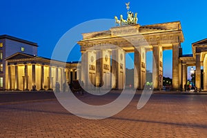 Brandenburg gate illuminated in Berlin, Germany