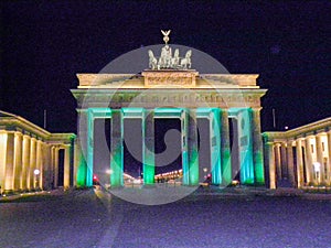The Brandenburg Gate at night in Berlin