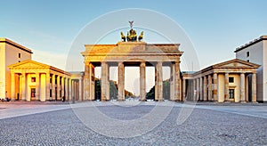 Brandenburg Gate during the sunrise in Berlin, Germany