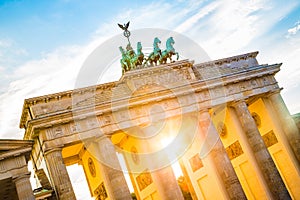 Brandenburg Gate at sunset, Berlin, Germany