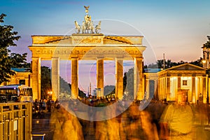 Brandenburg gate after the sunset in summer, Berlin