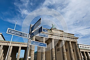 Brandenburg Gate and Tourist Signs