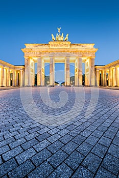 Brandenburg Gate in twilight, Berlin, Germany