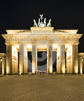 Brandenburger Tor (Brandenburg Gate) panorama, famous landmark in Berlin Germany night