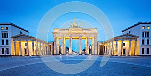 Brandenburger Tor (Brandenburg Gate) panorama, famous landmark in Berlin Germany night