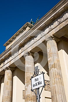 Brandenburger Tor and street sign