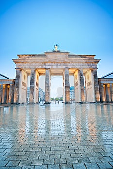 Branderburger Tor view at night after rain