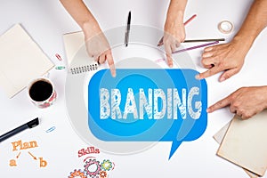 Branding Business Marketing Strategy Concept. The meeting at the