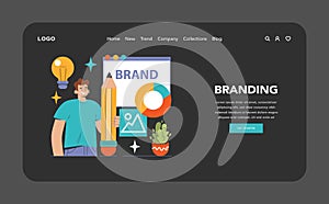 Branding dark or night mode web, landing. Marketing developing a brand