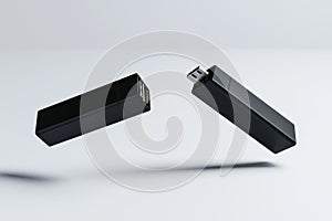 Branding micro USB adapter data charging converter cable for Android to USB Type C. 3D render illustration.